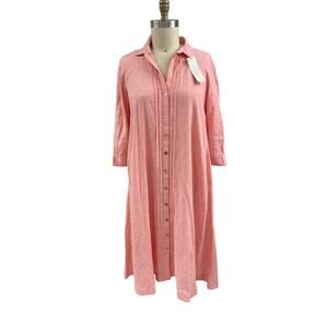 NWT Calypso St Barth Linen Blend Button Front Shirt Dress S Coastal Chic Resort